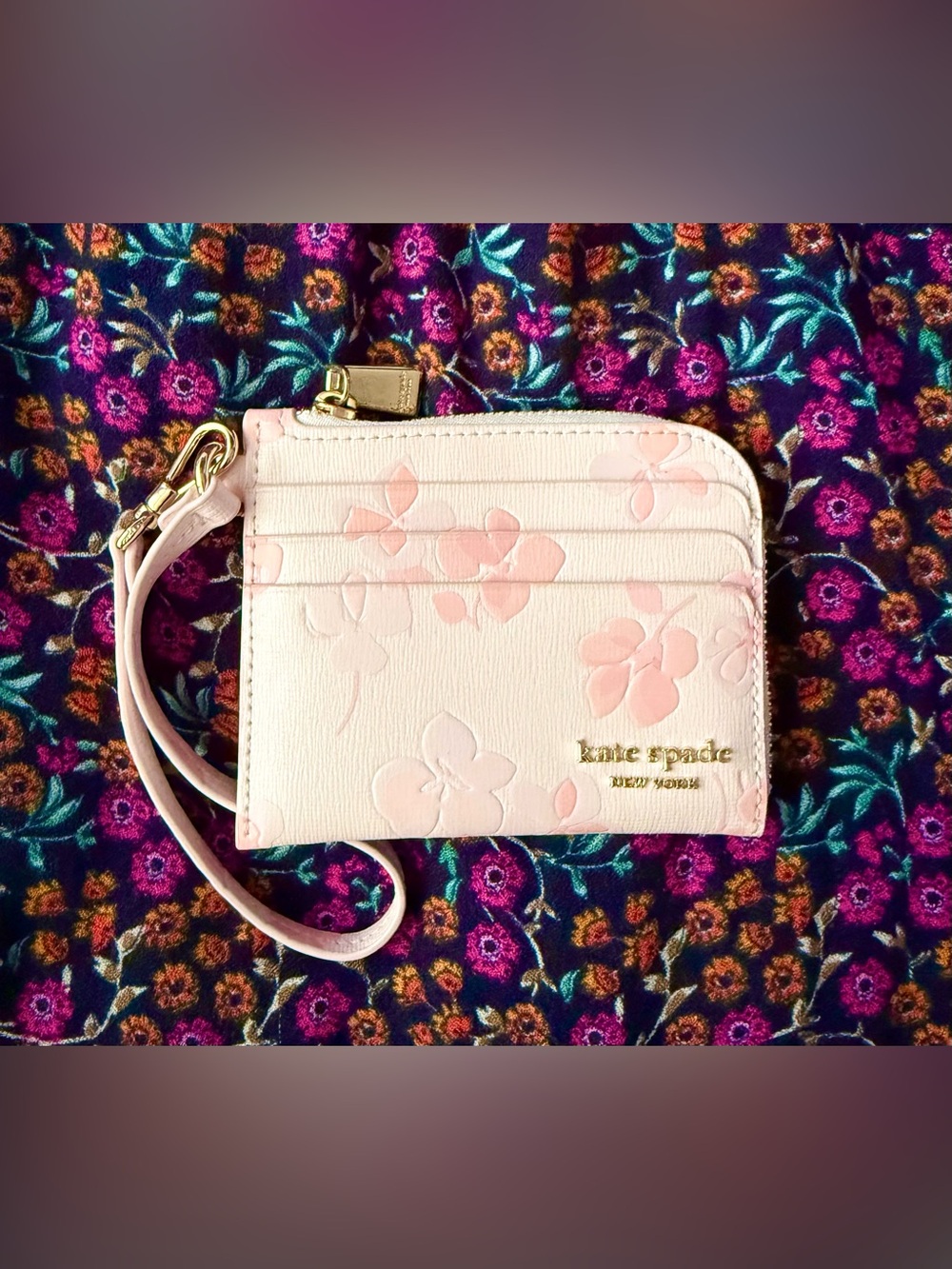 Kate Spade Devin Spring Pansies Card Case Wristlet